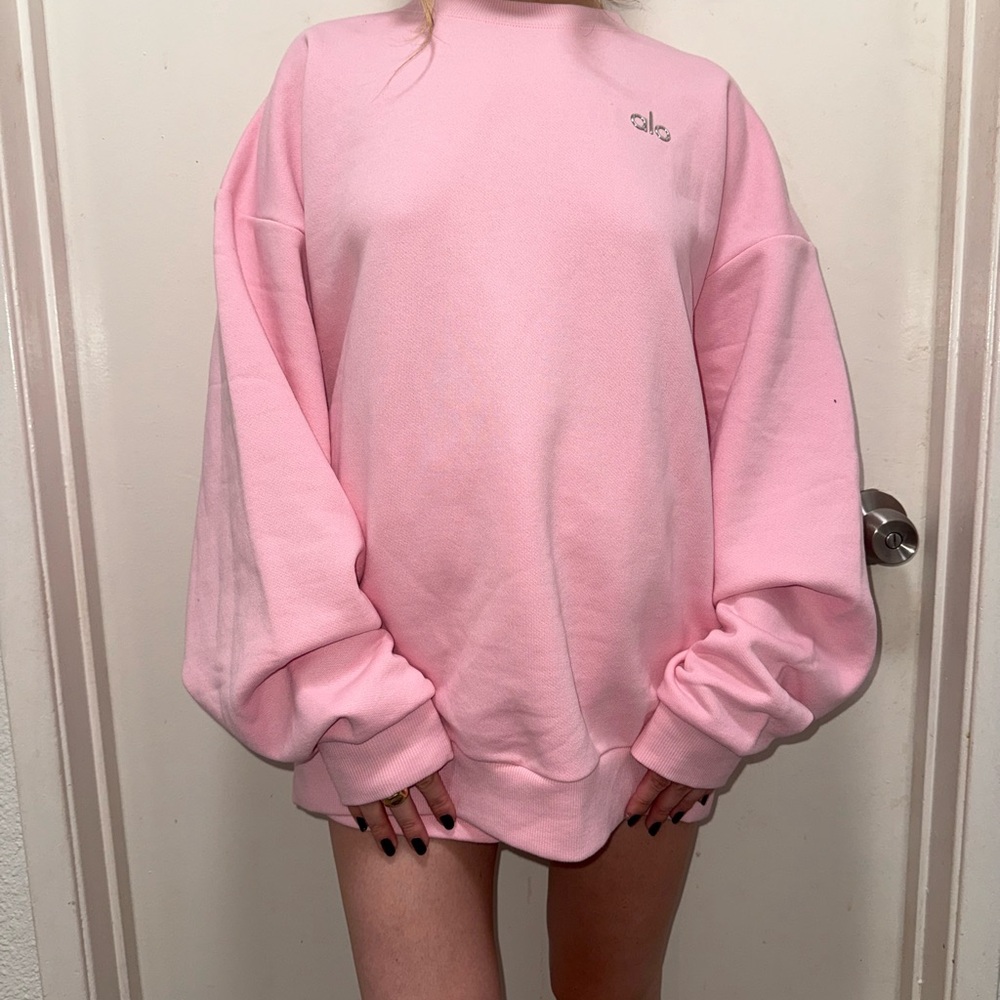 Alo Oversized Pink Crewneck Sweatshirt